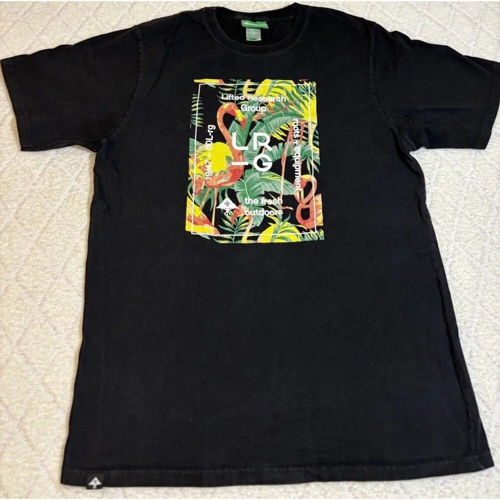 Vintage Y2K LRG Lifted Research Group Flamingos Tropical Fresh Outdoors Shirt M